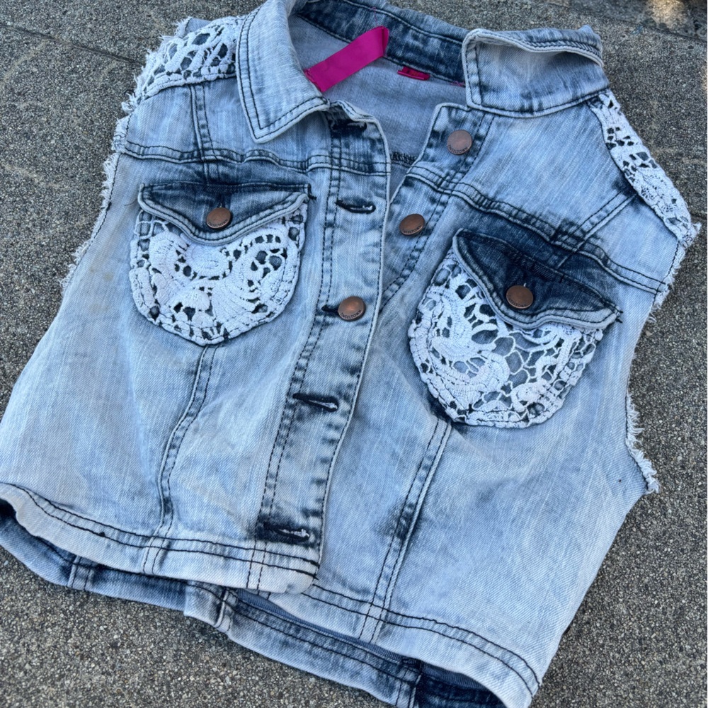 Mossimo Supply Co. Denim Vest with Lace Accents